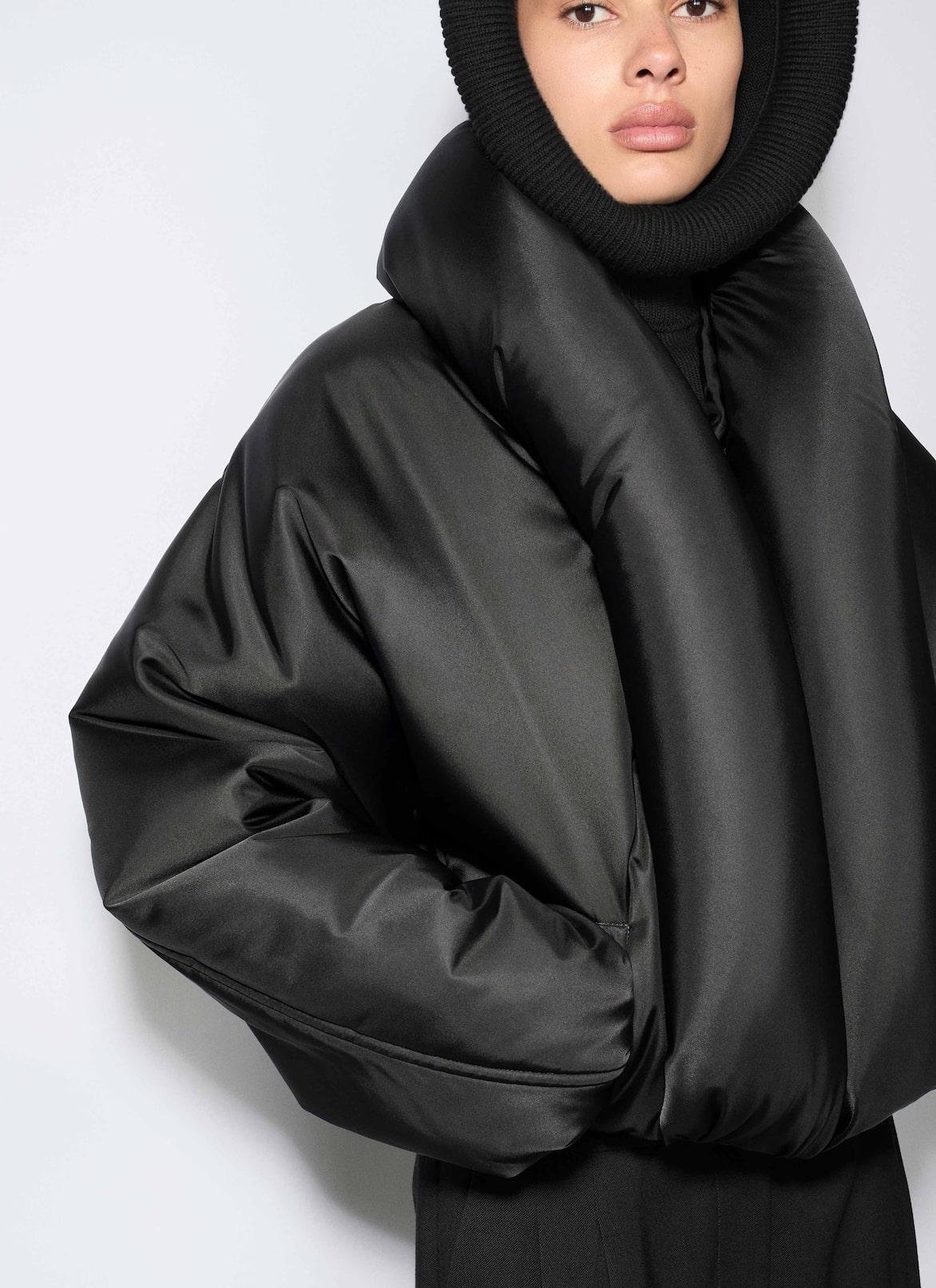 TAFFETA PADDED BOMBER ALAÏA BLACK TAFFETA PADDED BOMBER